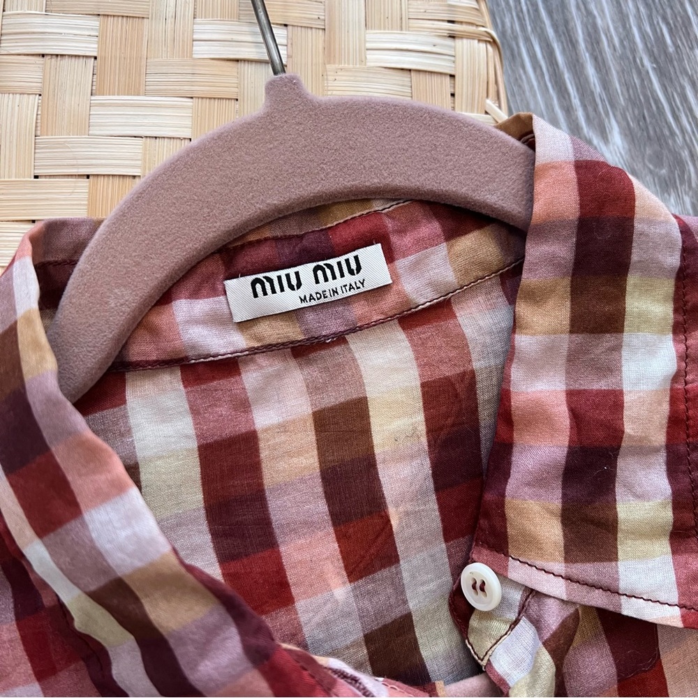 Miu miu plaid button down‎ shirt - Picture 2 of 11